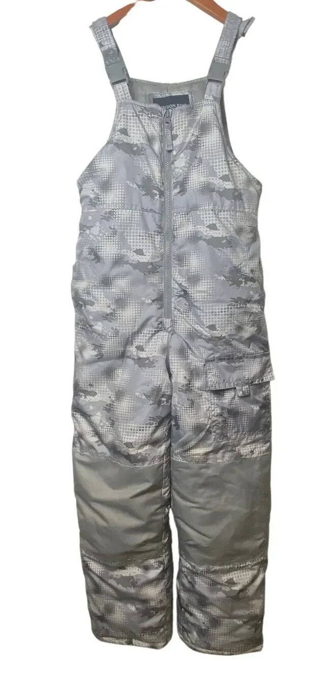 London Fog Youth Gray Camo Snow Bibs Jumpsuit Size Small 8